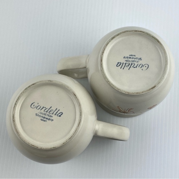 Vintage Cordella Stoneware Mugs Burnet Pattern Set of 2 - 14 ounce cups - Picture 7 of 8